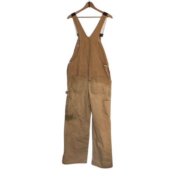 Carhartt R02 BRN Bib Overalls Men's 36 X 30 Duck‎ Double Knee Quilted Union Made - Picture 3 of 10